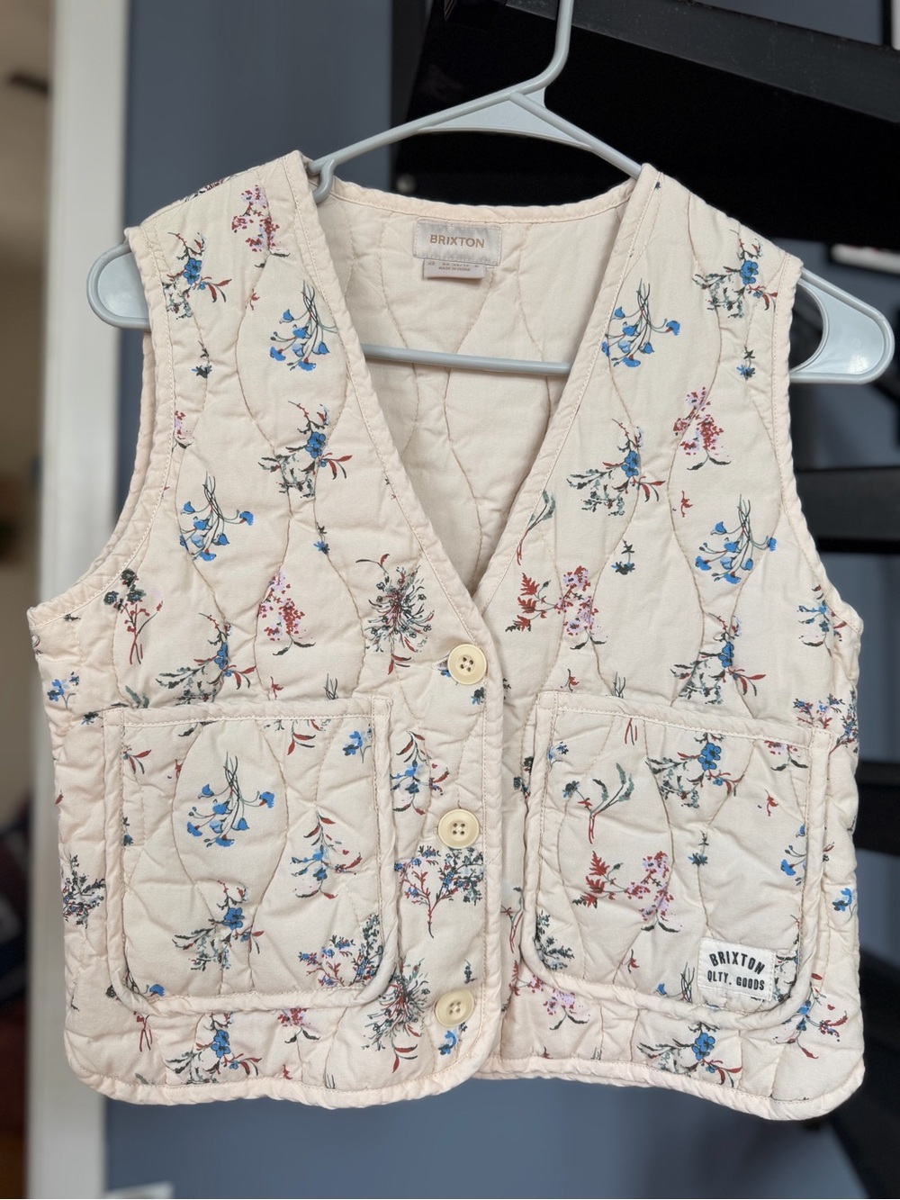 Brixton Cream Quilted Floral Womens Vest